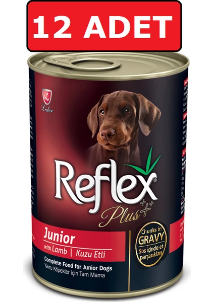 Reflex Plus Gravy Junior Kuzulu Parça Etli Yavru Köpek Konservesi 415 gr x 12 Adet Yaş Mama