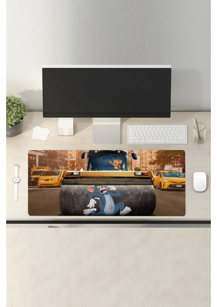 80X30 cm Tom ve Jerry Kaymaz Taban 3mm Dikişli Oyuncu Gaming Oyuncu Mouse Pad