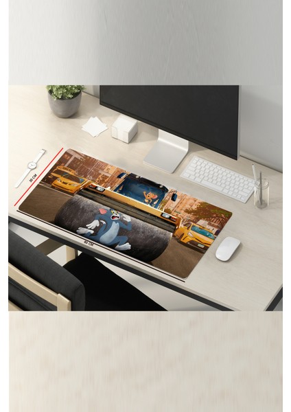 80X30 cm Tom ve Jerry Kaymaz Taban 3mm Dikişli Oyuncu Gaming Oyuncu Mouse Pad