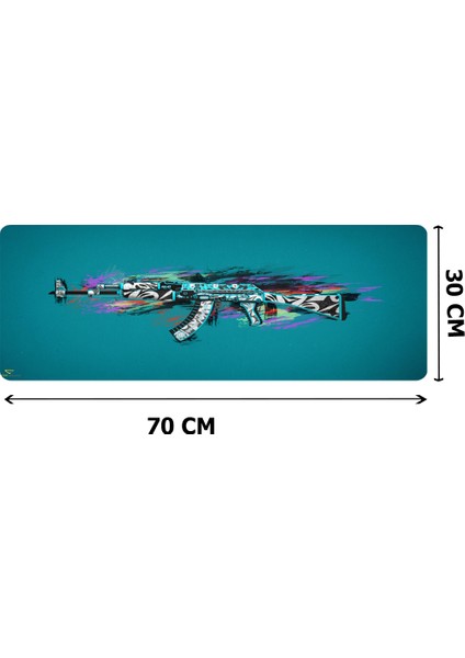 70X30 cm Mavi Ak-47 Kauçuk Taban 3mm Oyuncu Gaming Mouse Pad