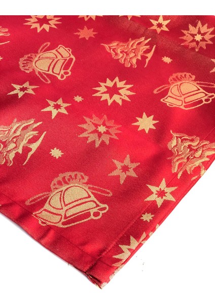 Kırmızı Altın Yıldız Desen Masa Örtüsü 225X150CM fırsatları