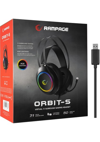 RM-K45 Orbit-S Rgb 7.1 USB Mikrofonlu Oyuncu Kulaküstü Kulaklık