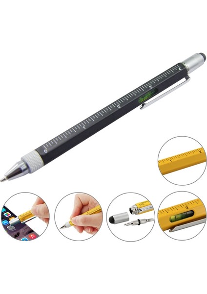 Profesyonel Stylus Kalem 6 Çok Fonksiyonlu Siyah (Yurt Dışından)