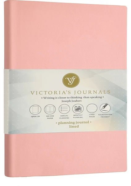 Victoria's Journals Smyth Pastel Çizgili Defter Pembe 15 x 21 cm