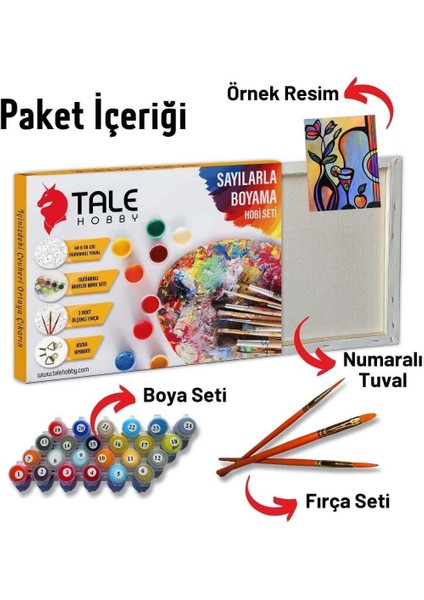 Tale Hobby Sayılarla Boyama Seti Kasnaklı 40 x 50 cm Boyalar ve Fırçalar Dahil