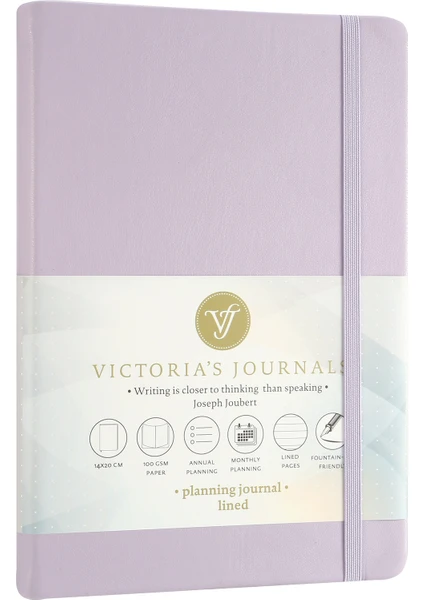 Victoria's Journals Venzi Classic Çizgili Defter  Pastel Mor 14 x 20 cm