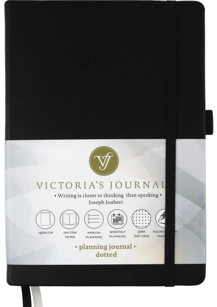 Victoria's Journals Venzi Classic Noktalı Defter Siyah 14 x 20 cm