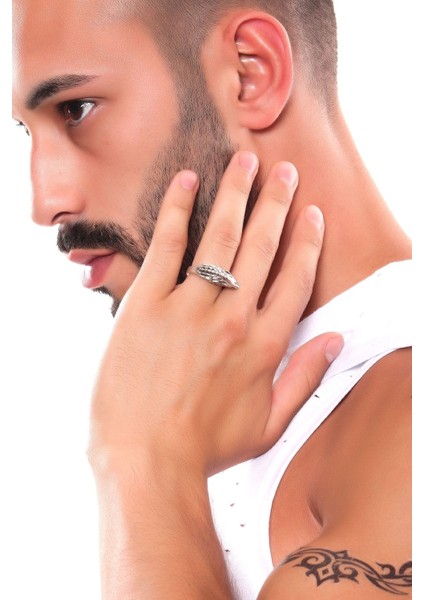 Erkek Antik Gümüş Kaplama Ayarlanabilir Kurt Yüzük indirimleri