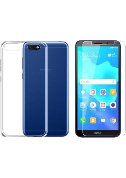 Huawei Honor 7s Y5 2018 Kılıf Şeffaf Silikon Kılıf + Nano Cam