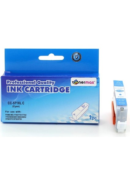 CLI-571XL / Pixma MG-5750 / MG-6850 / MG-7750 / TS-5050 Mavi Muadil Kartuş modelleri