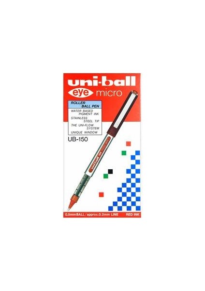 UB-150 Eye Micro Roller Kalem 0.5 mm Kırmızı 3'lü Paket