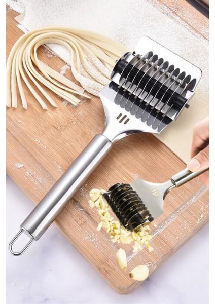 Kitchen Store Paslanmaz Çelik Erişte Makinesi - Sarımsak Ezici - Hamur Kesici