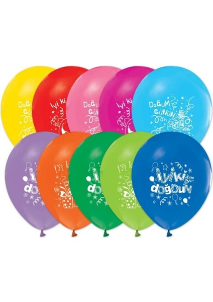Iyiki Doğdun Baskılı Karışık Renkli Balon 12 Inç 20 Adet