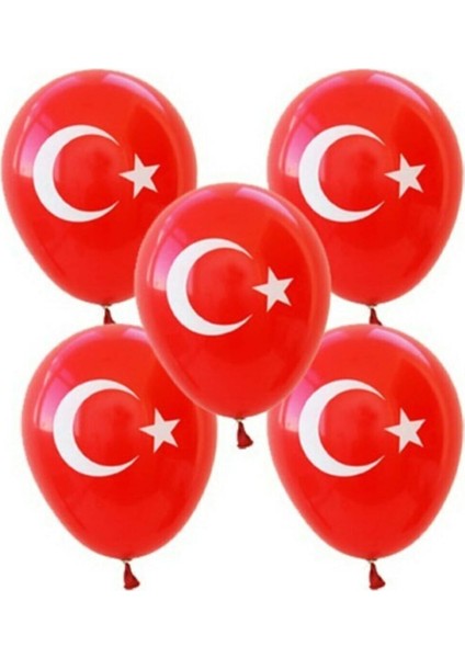 Ay Yıldız Türk Bayraklı Balon 20 Adet