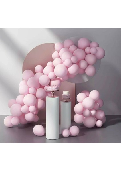 Makaron Pastel Renk Pembe 100 Adet Balon ve Balon Zinciri