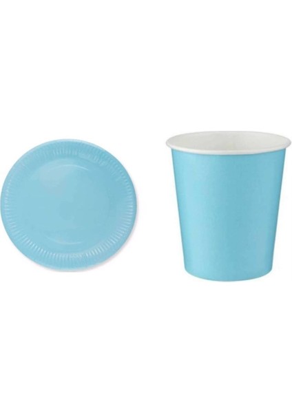 Mavi Doğum Günü Tabak Bardak Seti 8 Kişilik