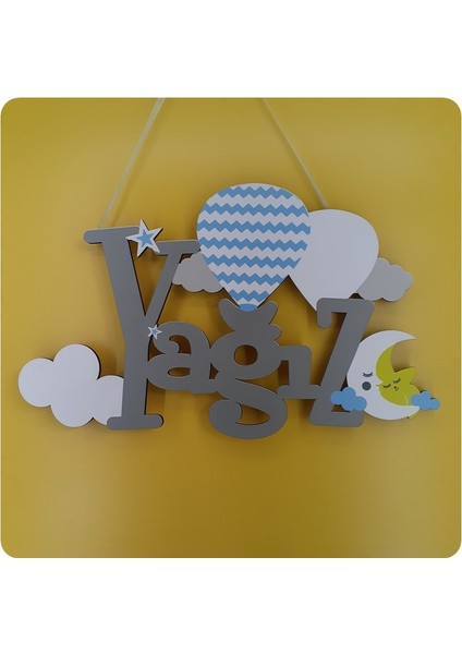 Işıklı Balon & Bulut & Ay Dede Temalı Kapı ve Duvar Süsü