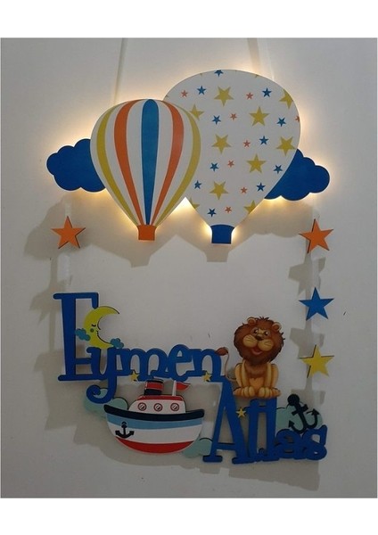 Işıklı Balonlu Gemi & Aslan & Çapa Temalı Kapı ve Duvar Süsü