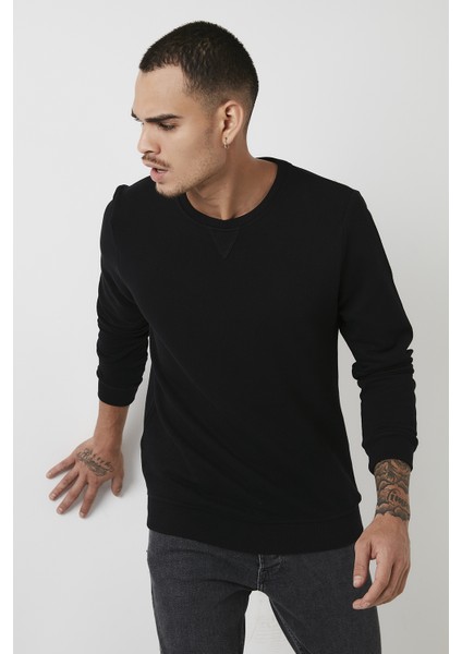 % 100 Pamuk Bisiklet Yaka Basic Sweat Erkek Sweat 5905028