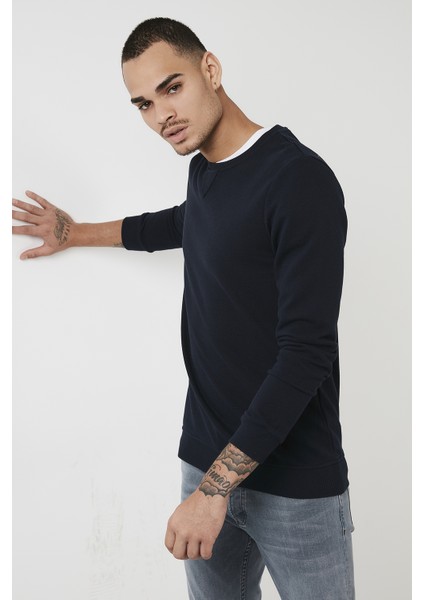 % 100 Pamuk Bisiklet Yaka Basic Sweat Erkek Sweat 5905028