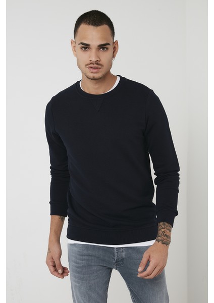 % 100 Pamuk Bisiklet Yaka Basic Sweat Erkek Sweat 5905028