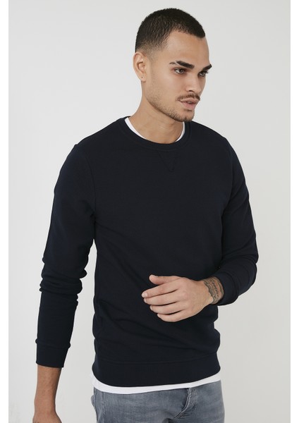 % 100 Pamuk Bisiklet Yaka Basic Sweat Erkek Sweat 5905028