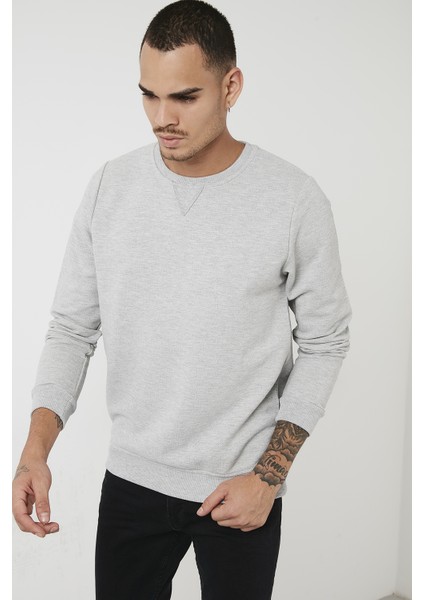 % 100 Pamuk Bisiklet Yaka Basic Sweat Erkek Sweat 5905028