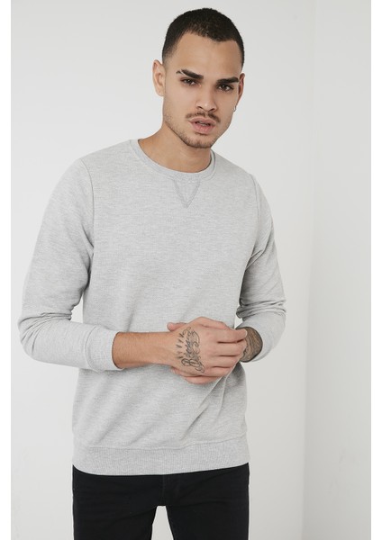 % 100 Pamuk Bisiklet Yaka Basic Sweat Erkek Sweat 5905028