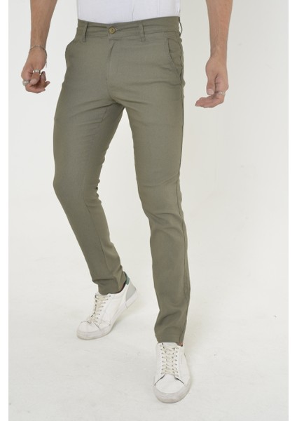 Erkek Slim Fit Dar Kesim Örgü Kumaş Yan Cep Koton Chino Pantolon fiyatları