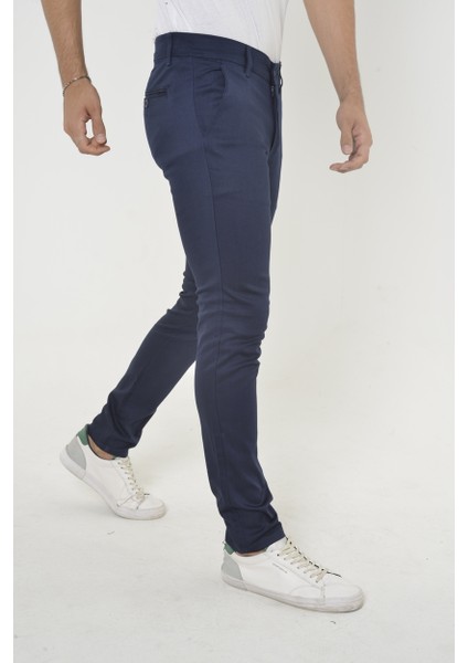 Erkek Slim Fit Dar Kesim Örgü Kumaş Yan Cep Koton Chino Pantolon modelleri
