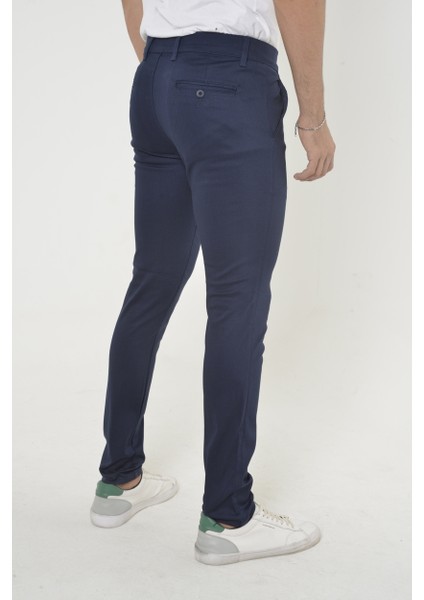 Erkek Slim Fit Dar Kesim Örgü Kumaş Yan Cep Koton Chino Pantolon fırsatları