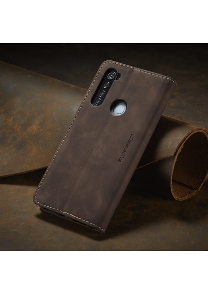 Xiaomi Redmi Note 8 Için Retro Pu Deri Tpu Kart Bölmeli Manyetik Flip Standlı Kılıf (Yurt Dışından)