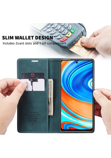 Xiaomi Redmi Note 9 Pro Için Retro Pu Deri Tpu Kart Bölmeli Manyetik Flip Standlı Kılıf (Yurt Dışından)