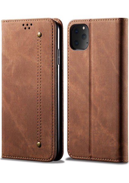 iPhone 11 Pro Için Retro Deri Flip Standlı Kılıf (Yurt Dışından)