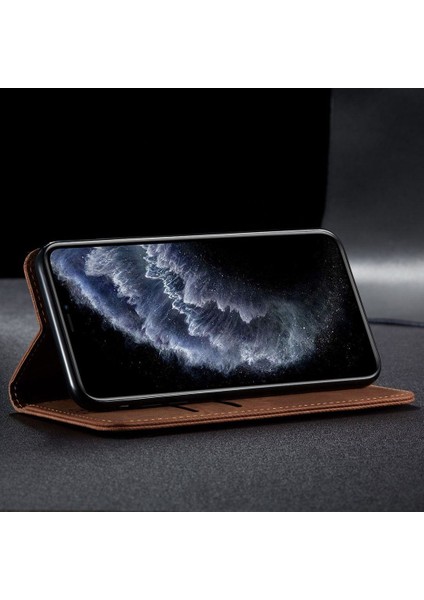 iPhone 11 Pro Için Retro Deri Flip Standlı Kılıf (Yurt Dışından)