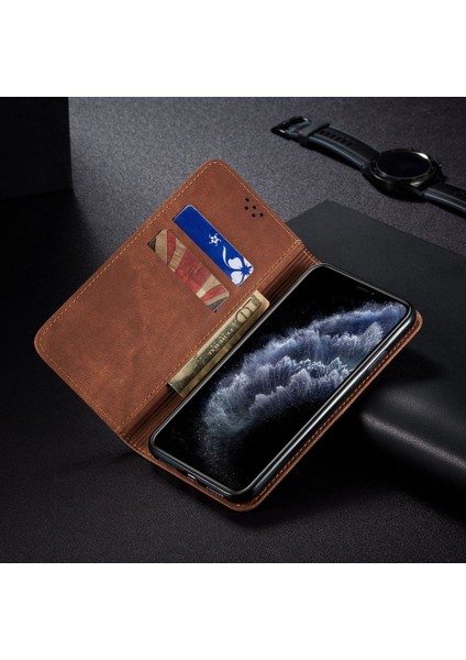 iPhone 11 Pro Için Retro Deri Flip Standlı Kılıf (Yurt Dışından)