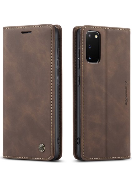 Samsung Galaxy S20 Için Retro Pu Deri Tpu Kart Bölmeli Manyetik Flip Standlı Kılıf (Yurt Dışından)
