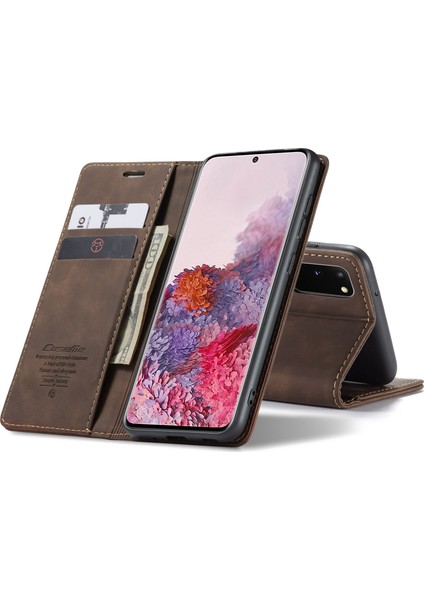 Samsung Galaxy S20 Için Retro Pu Deri Tpu Kart Bölmeli Manyetik Flip Standlı Kılıf (Yurt Dışından)
