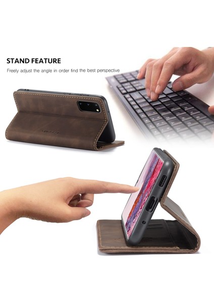 Samsung Galaxy S20 Için Retro Pu Deri Tpu Kart Bölmeli Manyetik Flip Standlı Kılıf (Yurt Dışından)