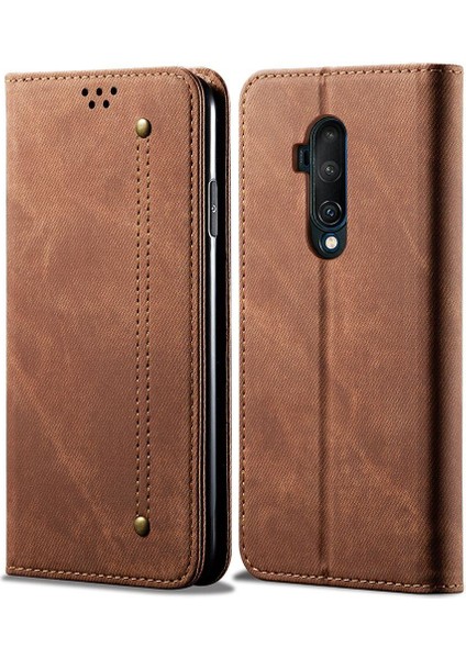 Oneplus 7t Pro Için Retro Deri Flip Standlı Kılıf (Yurt Dışından)