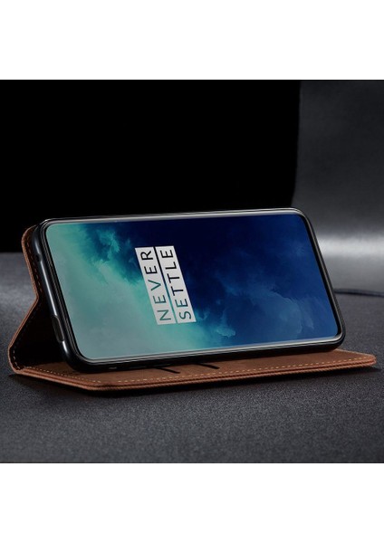 Oneplus 7t Pro Için Retro Deri Flip Standlı Kılıf (Yurt Dışından)