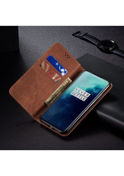 Oneplus 7t Pro Için Retro Deri Flip Standlı Kılıf (Yurt Dışından)
