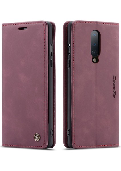 Oneplus 8 Için Retro Pu Deri Tpu Kart Bölmeli Manyetik Flip Standlı Kılıf (Yurt Dışından)