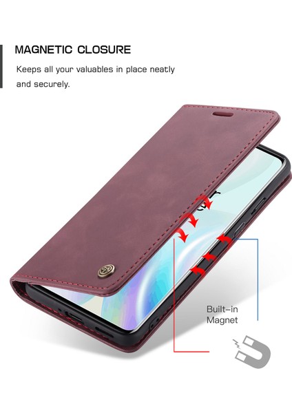 Oneplus 8 Için Retro Pu Deri Tpu Kart Bölmeli Manyetik Flip Standlı Kılıf (Yurt Dışından) modelleri