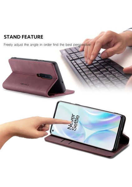 Oneplus 8 Için Retro Pu Deri Tpu Kart Bölmeli Manyetik Flip Standlı Kılıf (Yurt Dışından) fırsatları