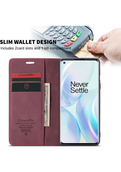 Oneplus 8 Için Retro Pu Deri Tpu Kart Bölmeli Manyetik Flip Standlı Kılıf (Yurt Dışından) indirimleri