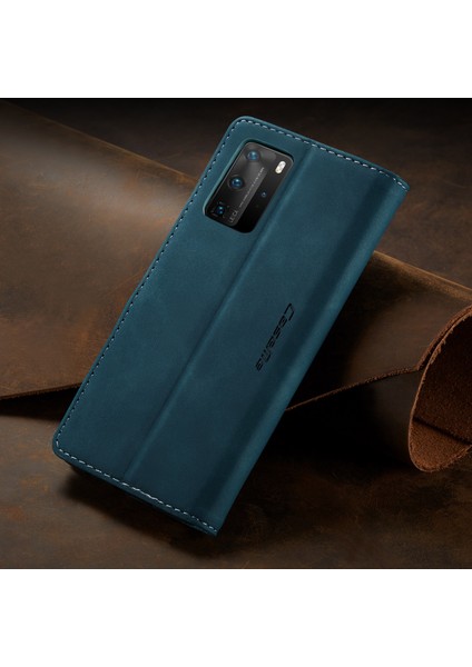 Huawei P40 Pro Için Retro Pu Deri Tpu Kart Bölmeli Manyetik Flip Standlı Kılıf (Yurt Dışından)