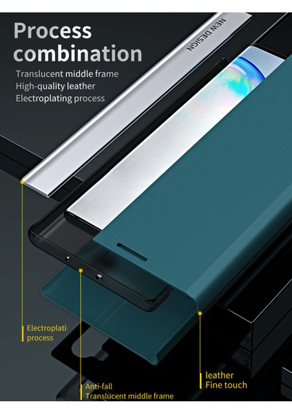 Samsung Galaxy Note 10 Için Ince Flip Deri Manyetik Kılıf (Yurt Dışından)