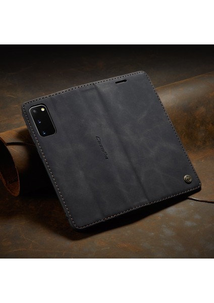 Samsung Galaxy S20 Için Retro Pu Deri Tpu Kart Bölmeli Manyetik Flip Standlı Kılıf (Yurt Dışından)