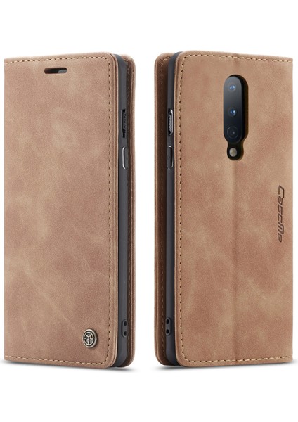Oneplus 8 Için Retro Pu Deri Tpu Kart Bölmeli Manyetik Flip Standlı Kılıf (Yurt Dışından)